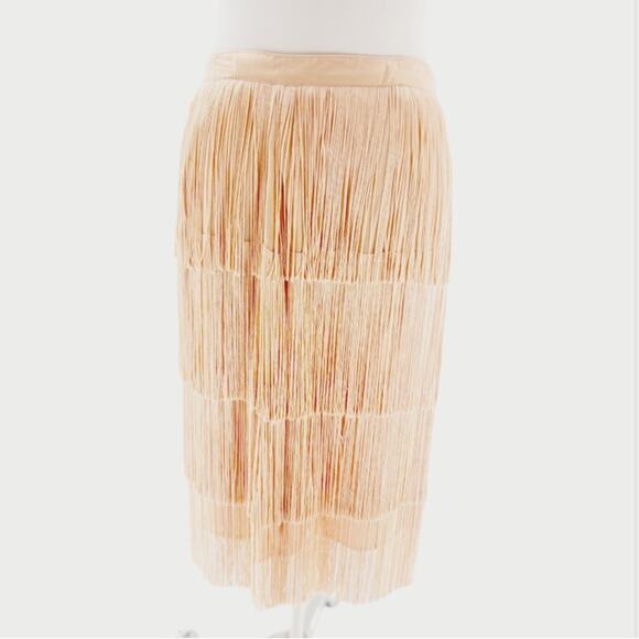 Anthropologie Maeve Velma fringe midi skirt pink sz 6p - Picture 9 of 10